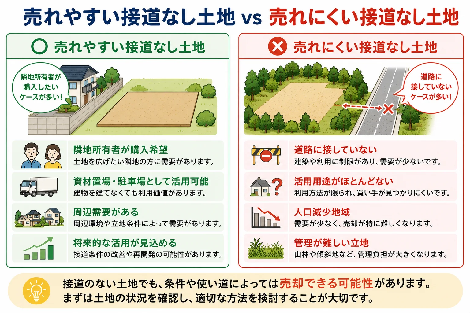 接道のない土地は売れる?処分方法をわかりやすく解説